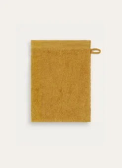 GANT DE TOILETTE BRODÉ EN COTON 500GR OCRE