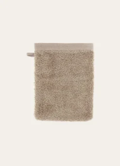 GANT DE TOILETTE BRODÉ EN COTON 500GR TAUPE