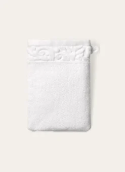 GANT DE TOILETTE LITEAU VELOURS CISELÉ BLANC