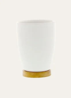 GOBELET EN GRÈS ET BAMBOU BLANC