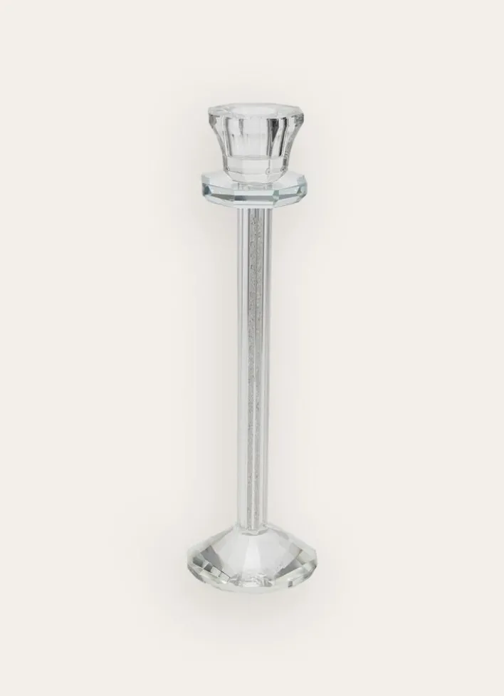 GRAND BOUGEOIR EN VERRE TRAVAILLÉ AVEC CRISTAUX TRANSPARENT