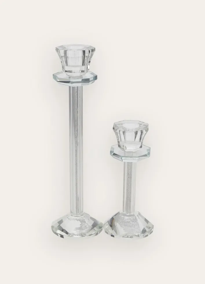 GRAND BOUGEOIR EN VERRE TRAVAILLÉ AVEC CRISTAUX TRANSPARENT