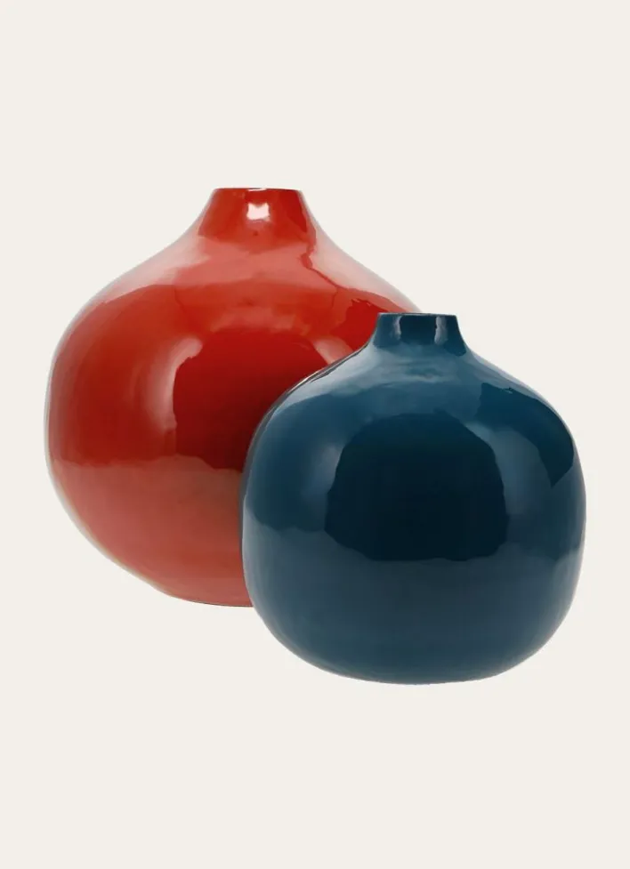 GRAND VASE EN MÉTAL COLORÉ FINITION ÉMAILLÉE TERRE