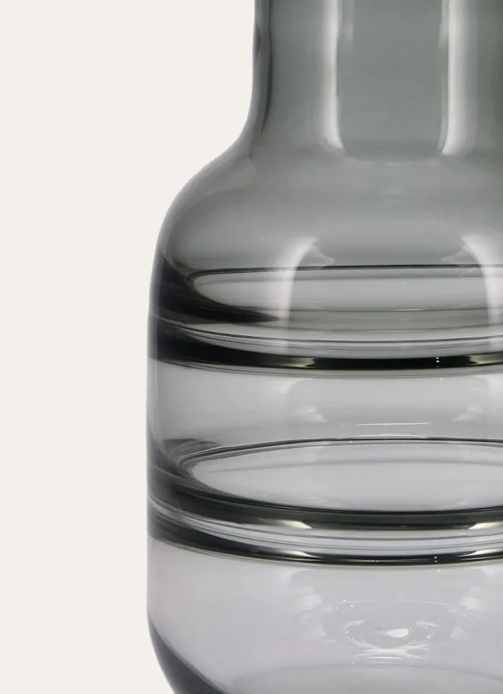 GRAND VASE EN VERRE RICOCHET GRIS TRANSPARENT