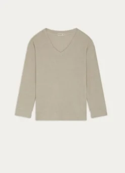 HAUT MANCHES LONGUES COL V EN MAILLE BEIGE