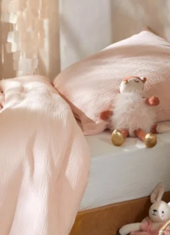 HOUSSE DE COUETTE BÉBÉ EN GAZE DE COTON ROSE
