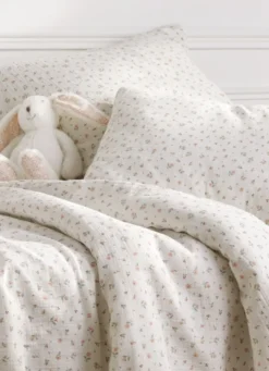HOUSSE DE COUETTE BÉBÉ EN GAZE DE COTON CHAMPÊTRE ÉCRU