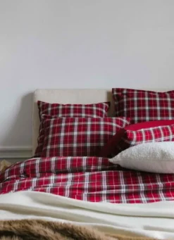 HOUSSE DE COUETTE À CARREAUX TISSÉ TEINT TORQUHIL ROUGE