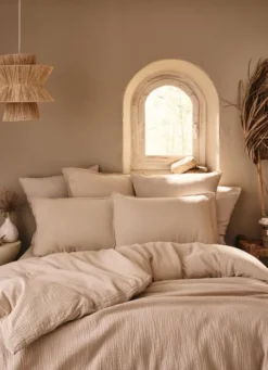 HOUSSE DE COUETTE DOUBLE GAZE DE COTON SABLE