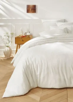 HOUSSE DE COUETTE EN FLANELLE UNIE RAGOON IVOIRE