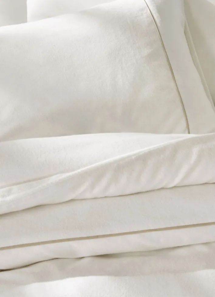 HOUSSE DE COUETTE EN FLANELLE UNIE RAGOON IVOIRE