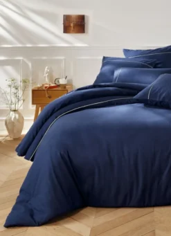 HOUSSE DE COUETTE EN FLANELLE UNIE RAGOON BLEU INDIGO