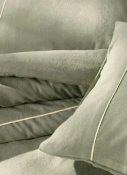 HOUSSE DE COUETTE EN FLANELLE UNIE RAGOON VERT KAKI