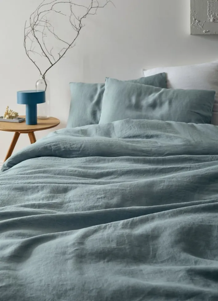 HOUSSE DE COUETTE EN LIN LAVÉ BLEU ZINC