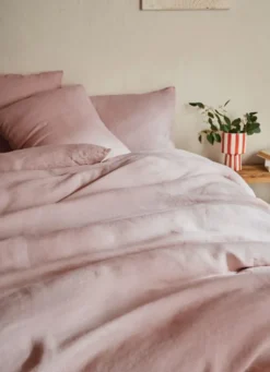 HOUSSE DE COUETTE EN LIN LAVÉ ROSE