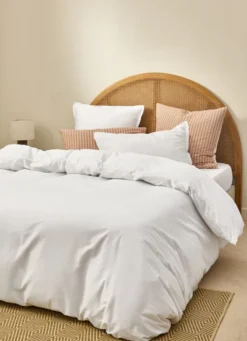 HOUSSE DE COUETTE EN SATIN DE COTON PEIGNÉ UNI BLANC