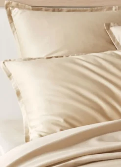 HOUSSE DE COUETTE EN SATIN DE COTON PEIGNÉ UNI MORDORE