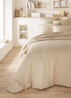 HOUSSE DE COUETTE EN SATIN DE COTON PEIGNÉ UNI MORDORE