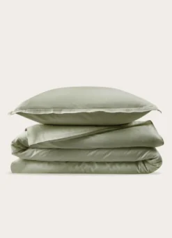 HOUSSE DE COUETTE EN SATIN DE COTON LAVÉ SAUGE