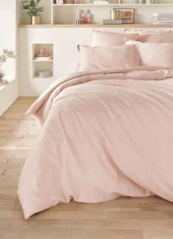 HOUSSE DE COUETTE EN SATIN DE COTON LAVÉ ROSE PALE