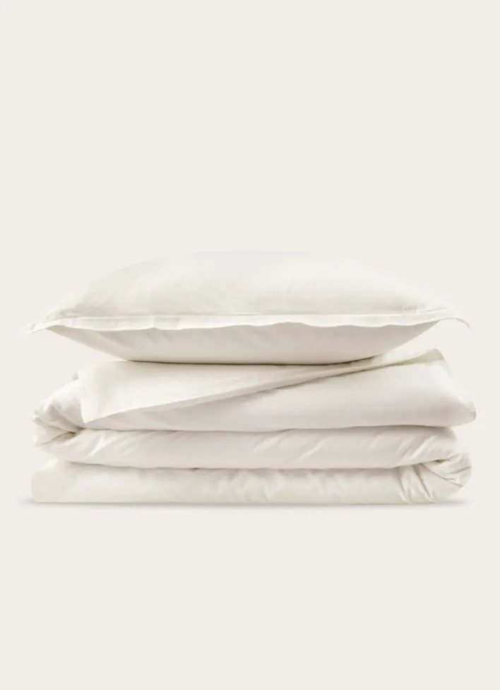 HOUSSE DE COUETTE EN SATIN DE COTON LAVÉ ECRU
