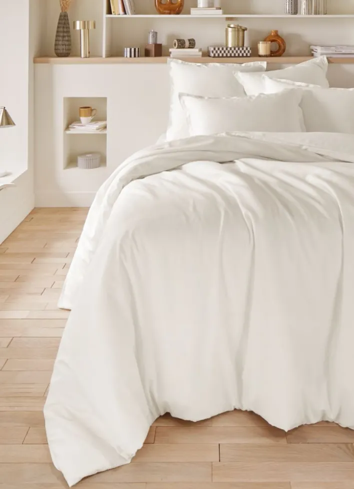 HOUSSE DE COUETTE EN SATIN DE COTON LAVÉ ECRU