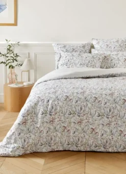 HOUSSE DE COUETTE IMPRIMÉE FLEURI EN COTON LAVÉ LILAS