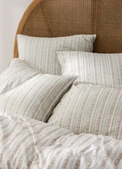 HOUSSE DE COUETTE JACQUARD IMPRIMÉ FEUILLAGES VERT CLAIR