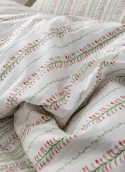 HOUSSE DE COUETTE JACQUARD IMPRIMÉ FEUILLAGES VERT CLAIR