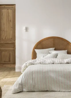 HOUSSE DE COUETTE JACQUARD IMPRIMÉ FEUILLAGES VERT CLAIR