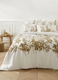 HOUSSE DE COUETTE À MOTIF FLORAL EN PERCALE GALET