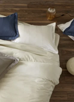 HOUSSE DE COUETTE RAYÉE EN SATIN DE COTON BLANC