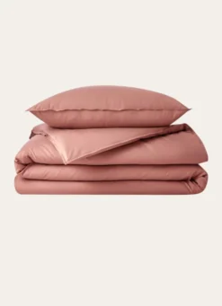 HOUSSE DE COUETTE UNIE EN COTON LAVÉ BIO ROSE