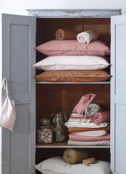 HOUSSE DE COUETTE UNIE EN COTON LAVÉ BIO ROSE