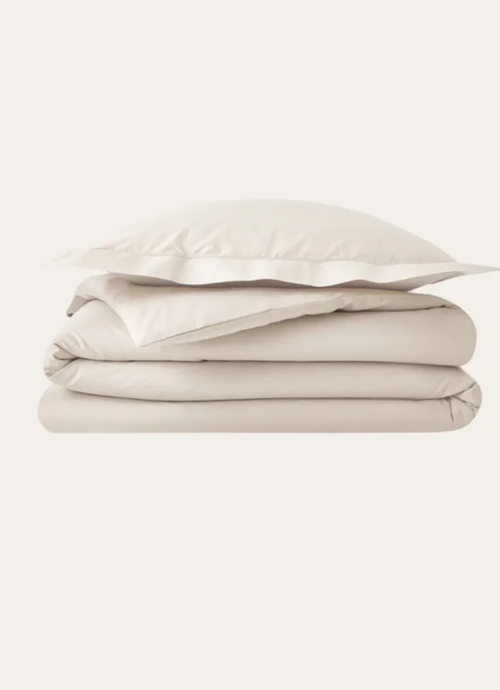HOUSSE DE COUETTE UNIE EN COTON ECRU