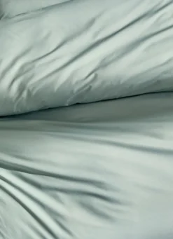 HOUSSE DE COUETTE UNIE EN PERCALE DE COTON VERT DE GRIS