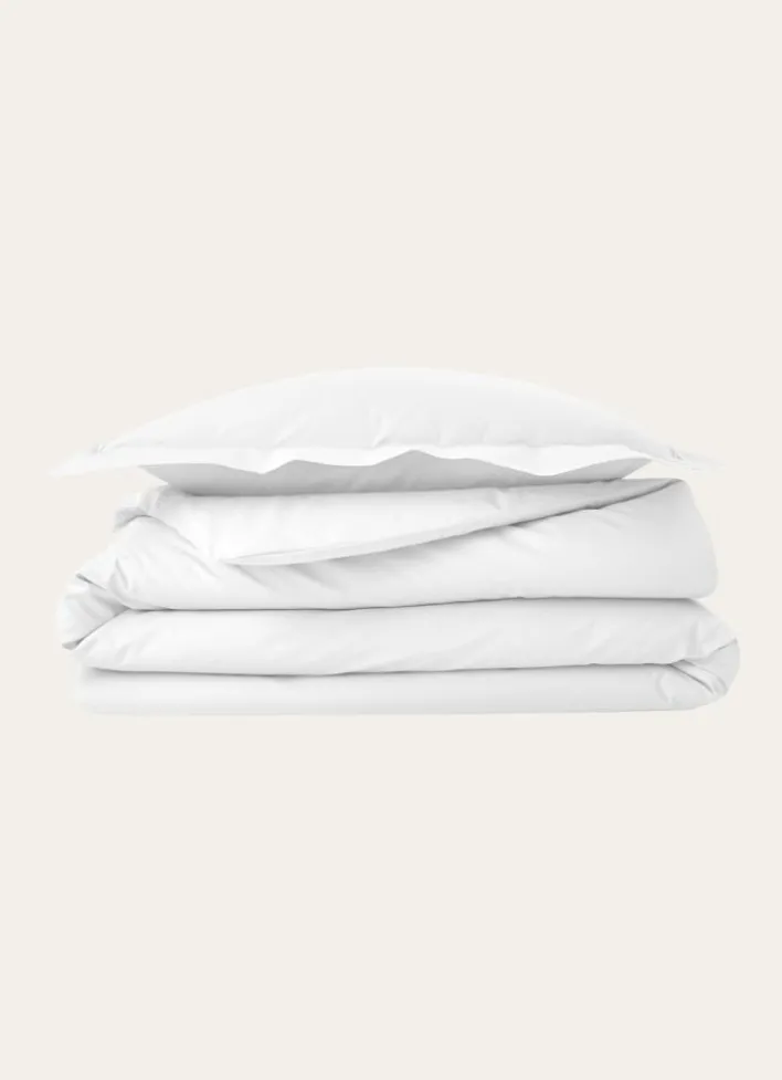 HOUSSE DE COUETTE UNIE EN PERCALE DE COTON BLANC