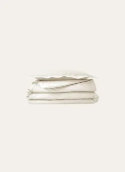 HOUSSE DE COUETTE UNIE EN PERCALE DE COTON ECRU
