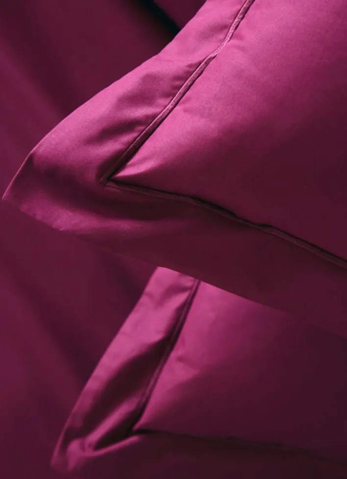 HOUSSE DE COUETTE UNIE EN PERCALE DE COTON GRENAT