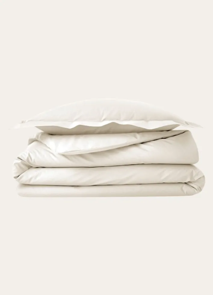 HOUSSE DE COUETTE UNIE EN PERCALE DE COTON ECRU