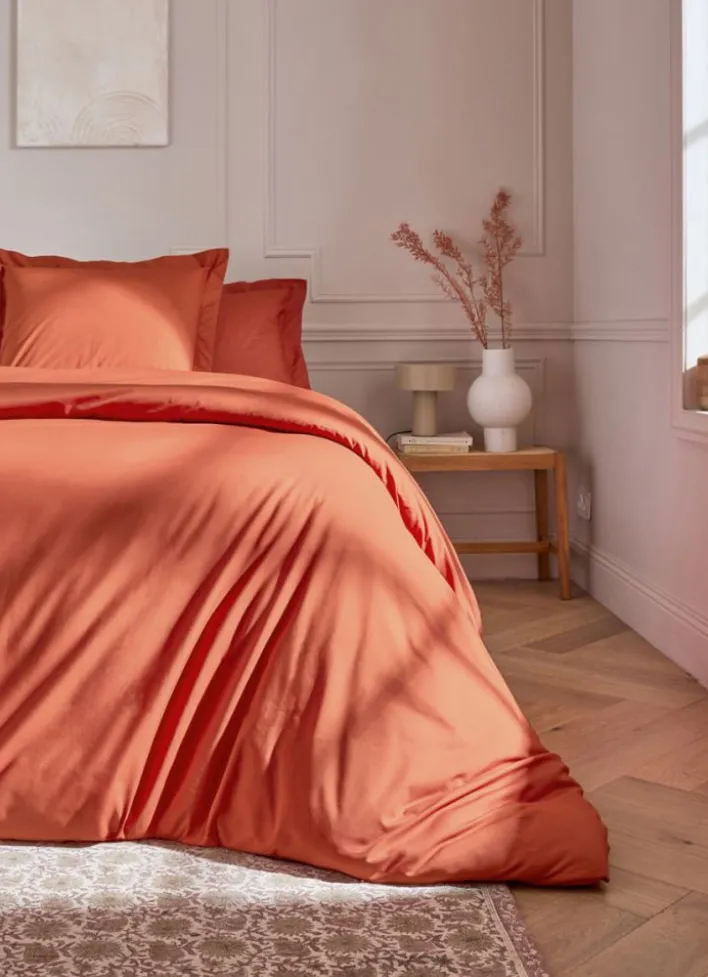 HOUSSE DE COUETTE UNIE EN PERCALE DE COTON TERRE