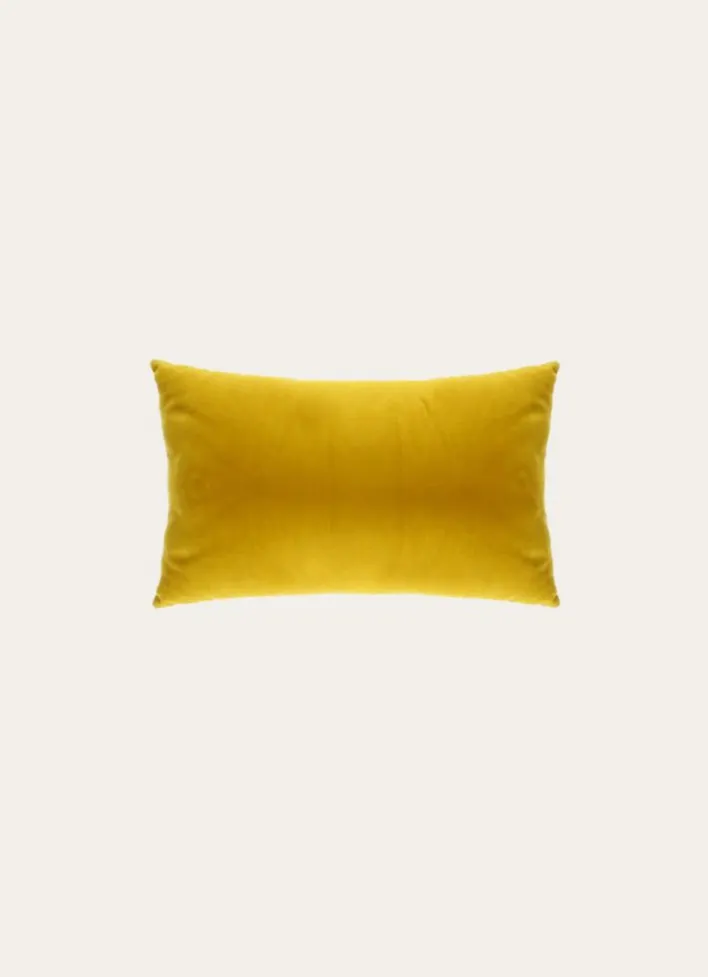 HOUSSE DE COUSSIN EN VELOURS AVEC DOS CHAMBRAY OCRE
