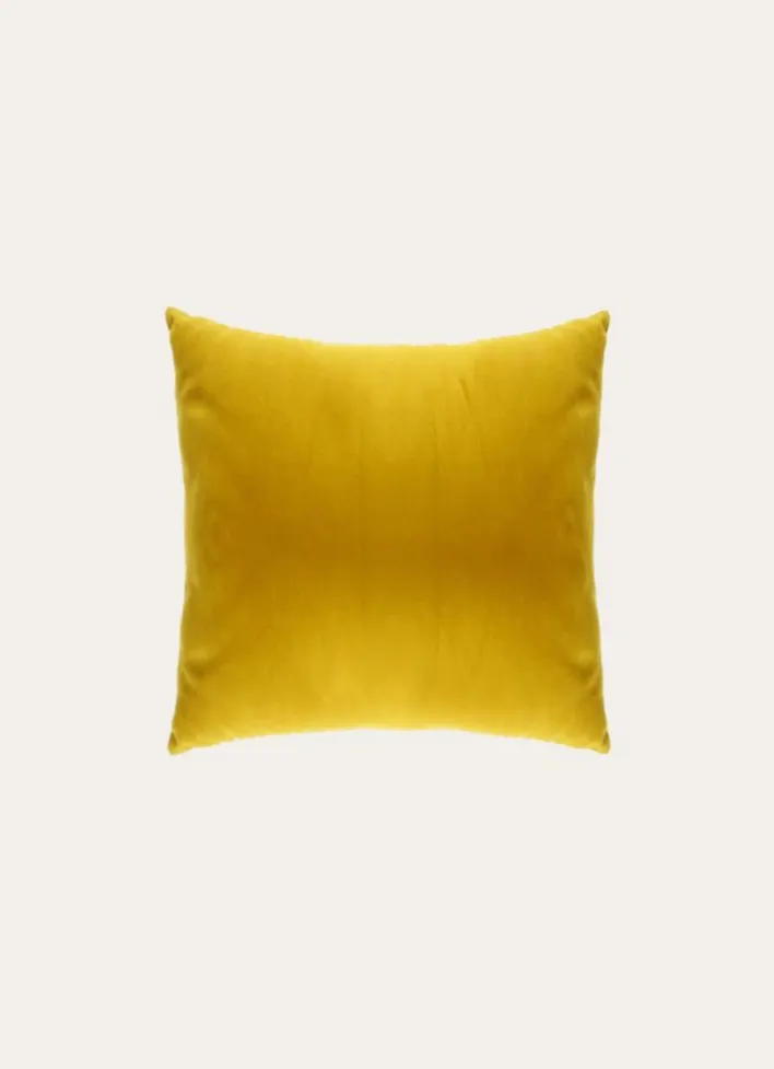 HOUSSE DE COUSSIN EN VELOURS AVEC DOS CHAMBRAY OCRE