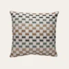 HOUSSE DE COUSSIN MOTIF DAMIER ET BRODERIES MULTICOLORE
