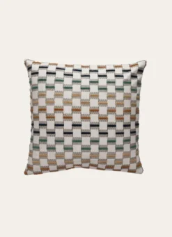HOUSSE DE COUSSIN MOTIF DAMIER ET BRODERIES MULTICOLORE