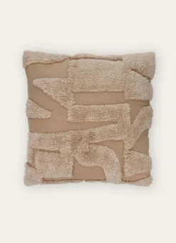 HOUSSE DE COUSSIN MOTIF GÉOMÉTRIQUE TUFTÉ BEIGE