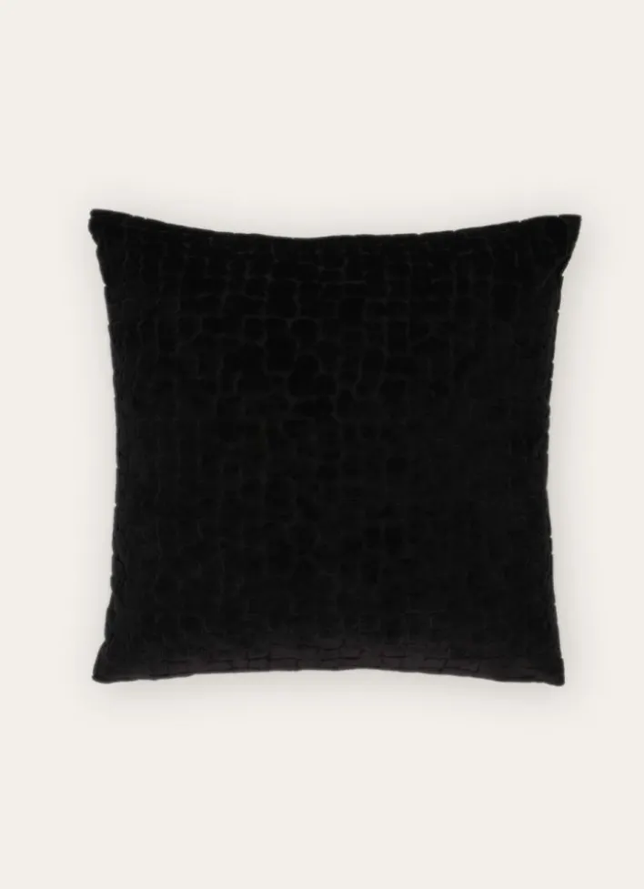 HOUSSE DE COUSSIN VELOURS MOTIFS JACQUARD Noir