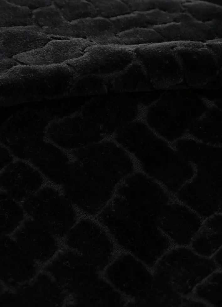 HOUSSE DE COUSSIN VELOURS MOTIFS JACQUARD Noir