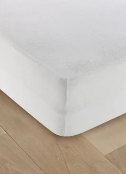 HOUSSE INTÉGRALE EN ÉPONGE BOUCLETTE ANTI-ACARIENS BLANC