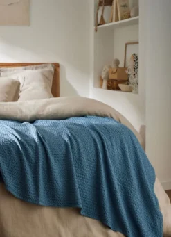 JETÉ DE LIT EN COTON LAVÉ NID D'ABEILLEORAGE